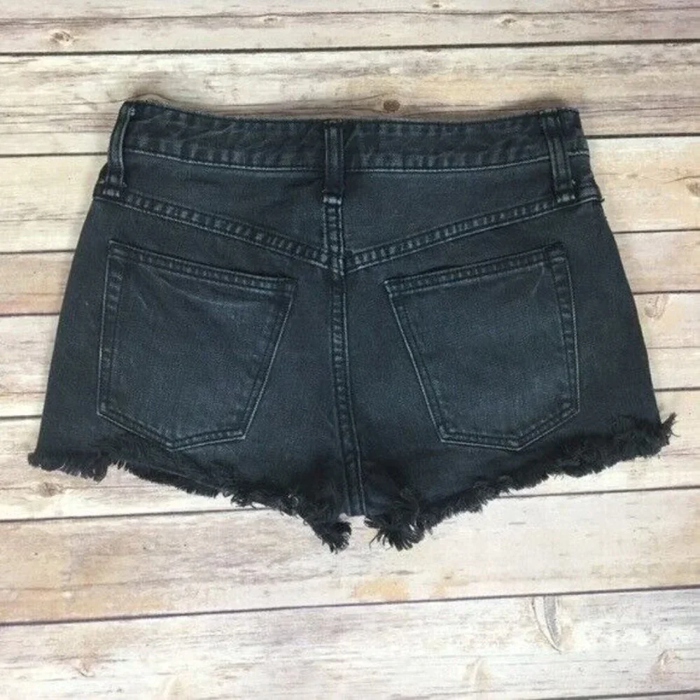Free People Soft & Relaxed Cut Off Shorts  Black Denim Wash Womens Size 25‎
